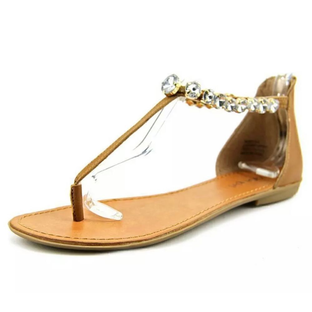 Zigi Girl Fahey Tan Leather Jeweled Thong Sandal Size 10